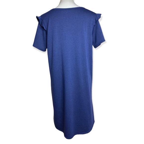 Cool Melon Shoulder Ruffle French Terry Shift Dress Size Large - Picture 6 of 7